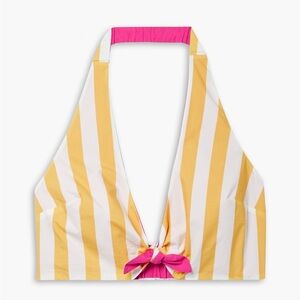 FARM RIO Striped Halter Crop Top - Yellow and Pink Front Tie NEVER WORN